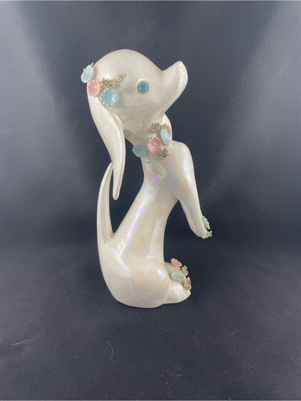 Vintage Lefton Iridescent Ceramic Puppy Dog Figurine